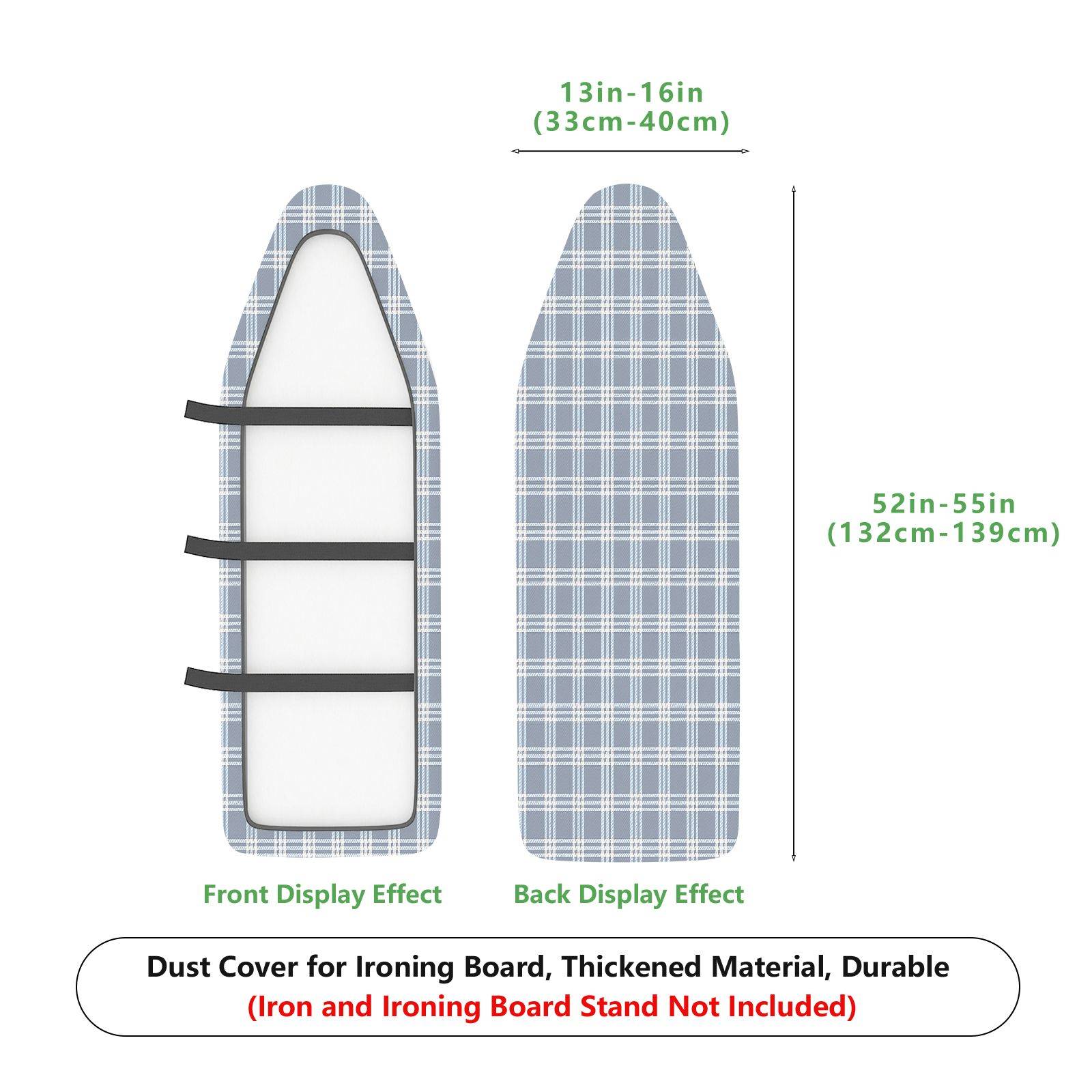 1-Piece Plaid Pattern Gray Color  Ironing Board Cover, Universal Size, Without Board