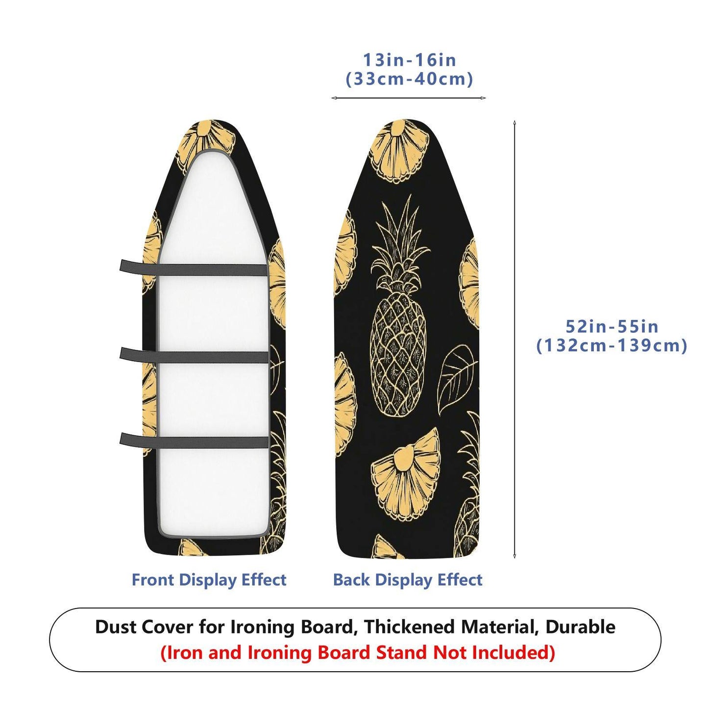 1-Piece Pineapple Tropical Fruit Black  Ironing Board Cover, Universal Size, Without Board