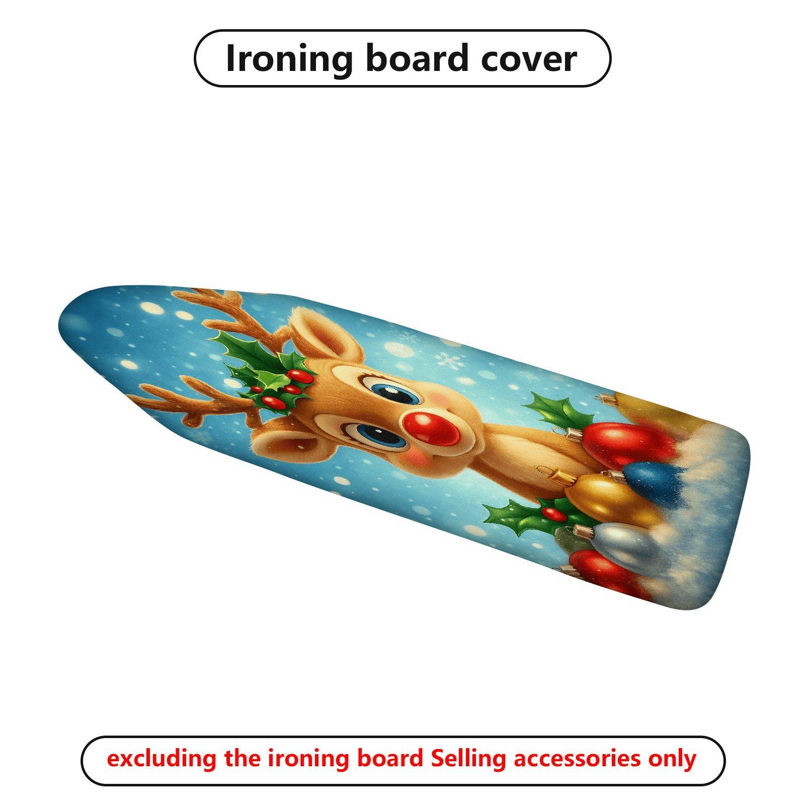1-Piece Reindeer Christmas Snowflakes  Ironing Board Cover, Universal Size, Without Board