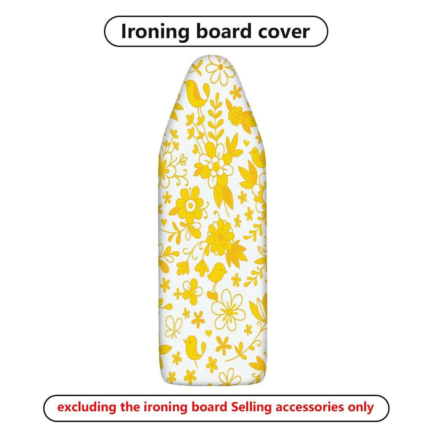 1-Piece Yellow Floral Bird Pattern  Ironing Board Cover, Universal Size, Without Board
