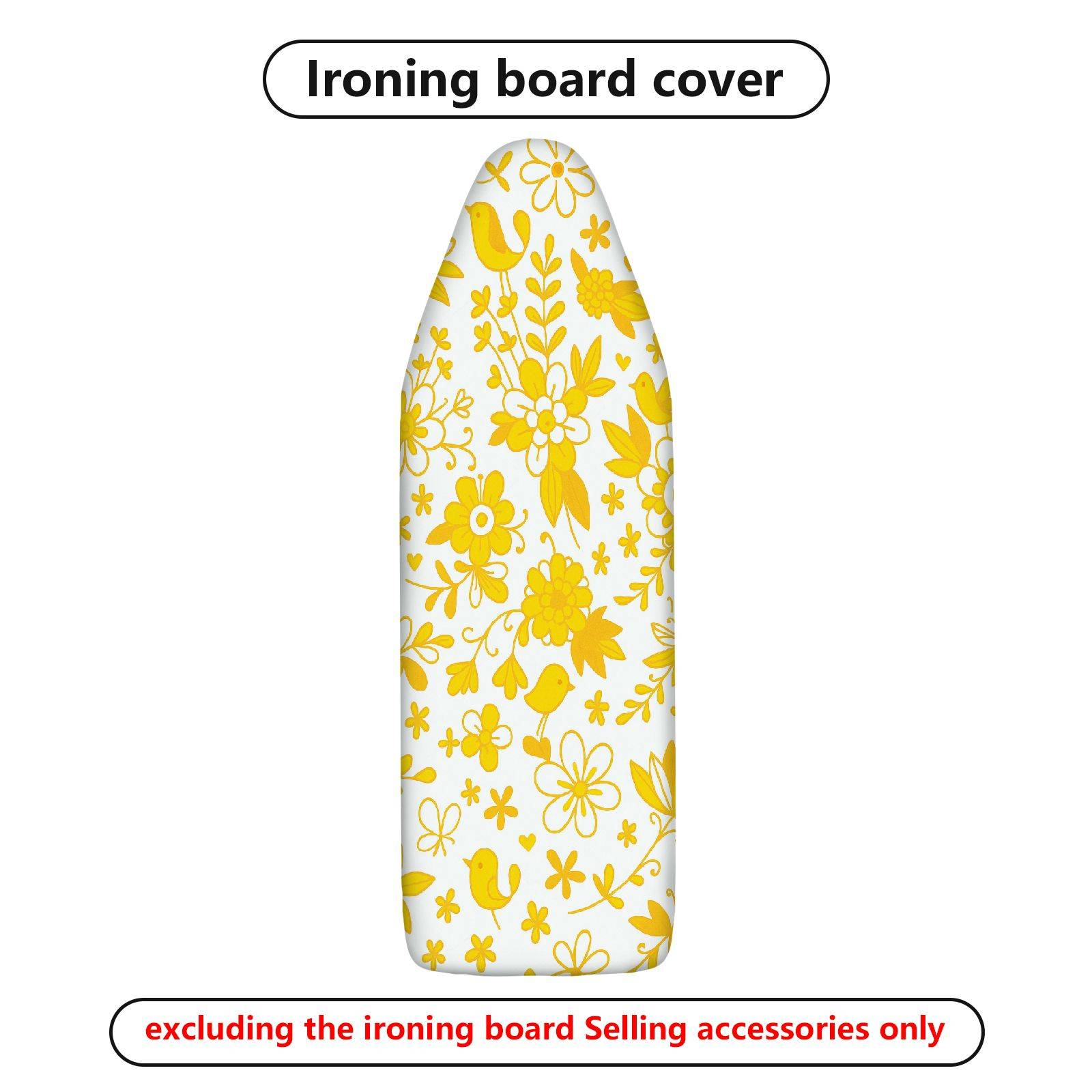 1-Piece Yellow Floral Bird Pattern  Ironing Board Cover, Universal Size, Without Board