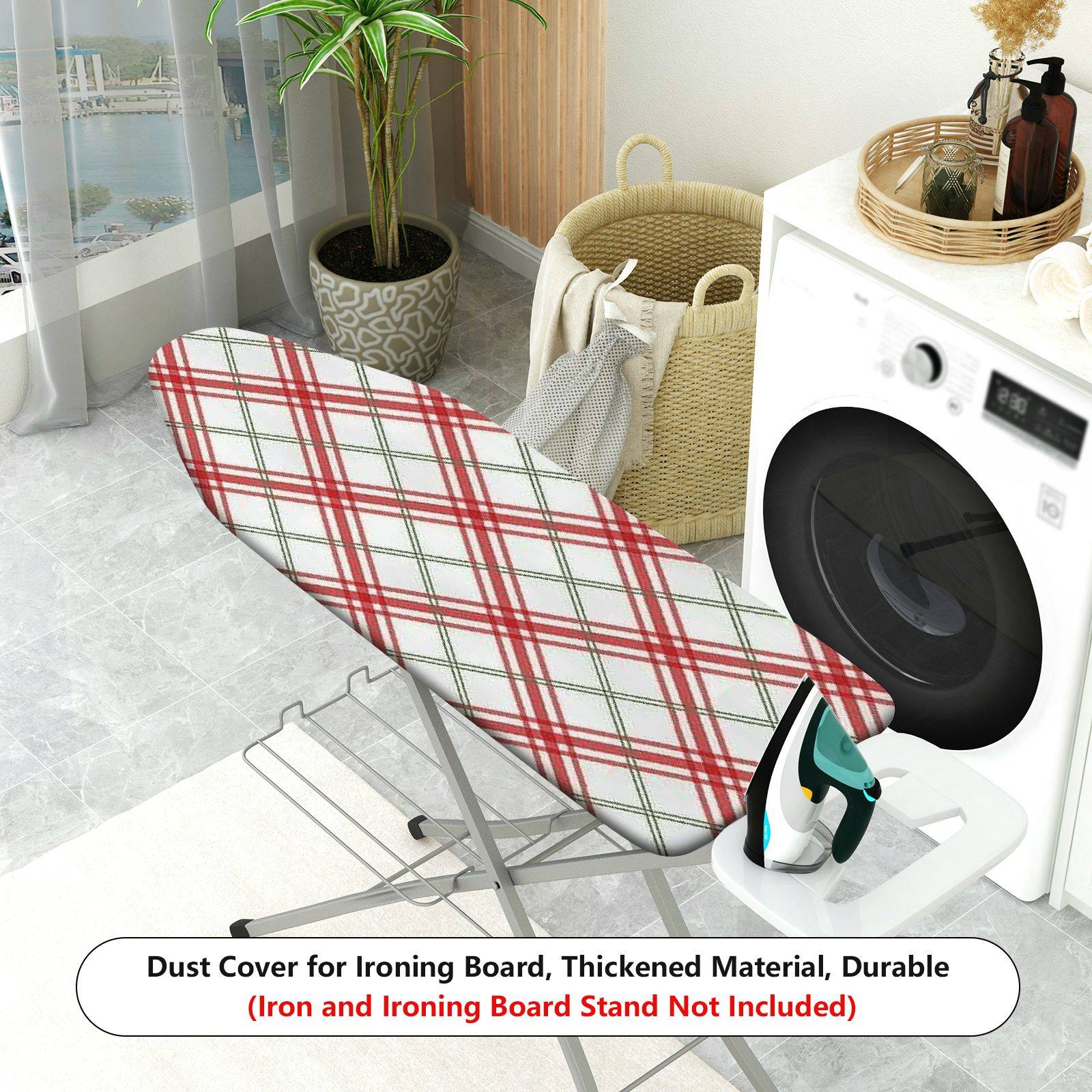 1-Piece Red Plaid Checkered Pattern Christmas  Ironing Board Cover, Universal Size, Without Board