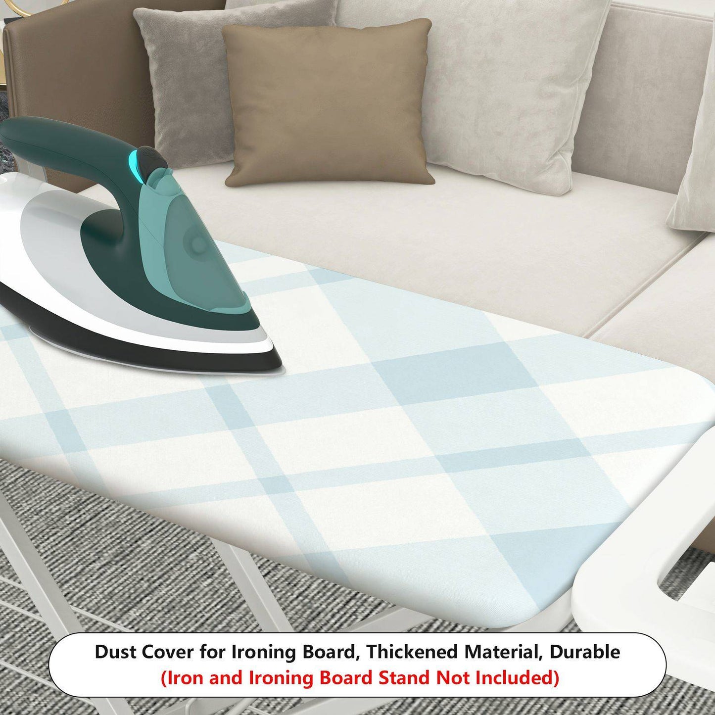 1-Piece Diamond Checkered Blue Plaid Minimalist  Ironing Board Cover, Universal Size, Without Board