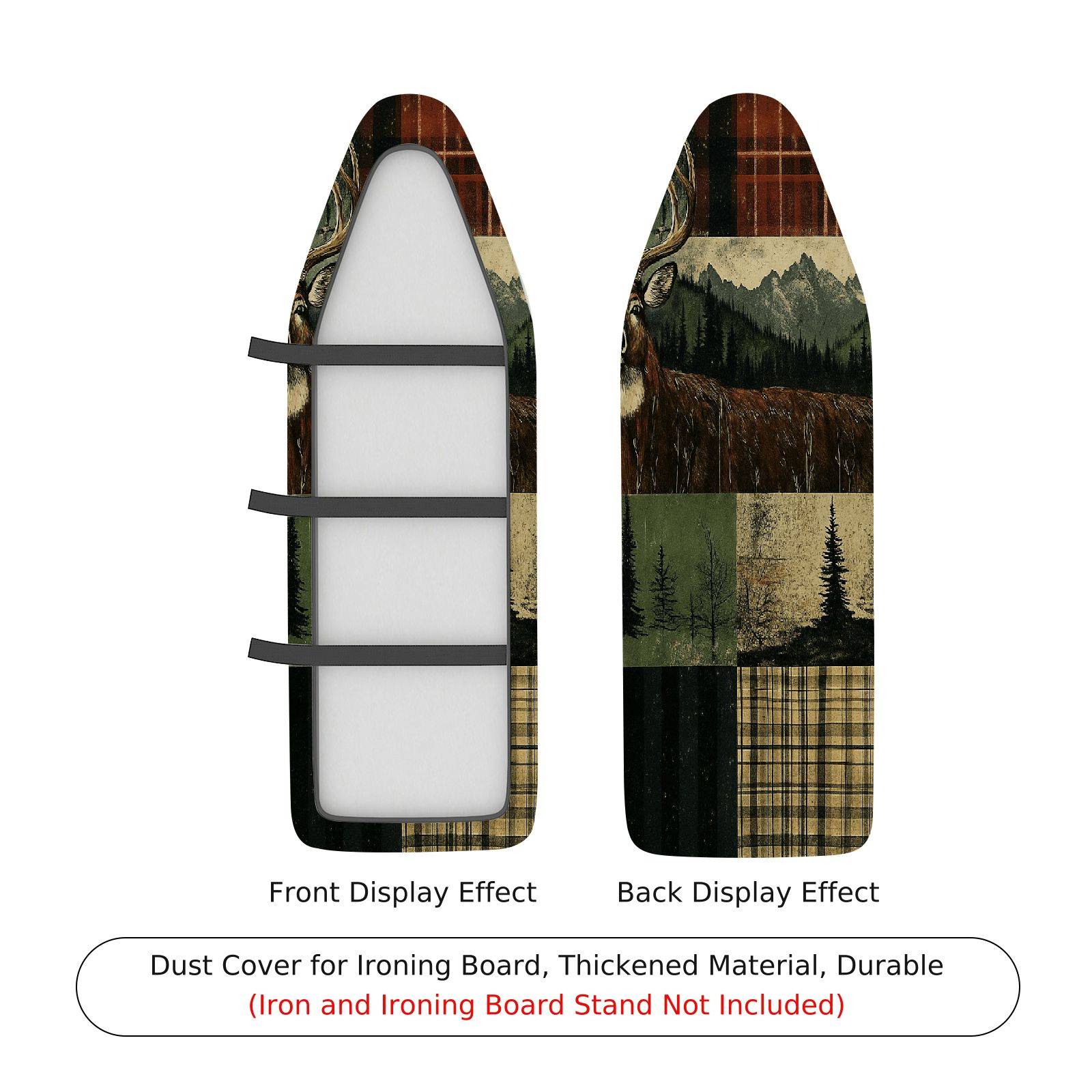 1-Piece Forest Deer Plaid  Ironing Board Cover, Universal Size, Without Board