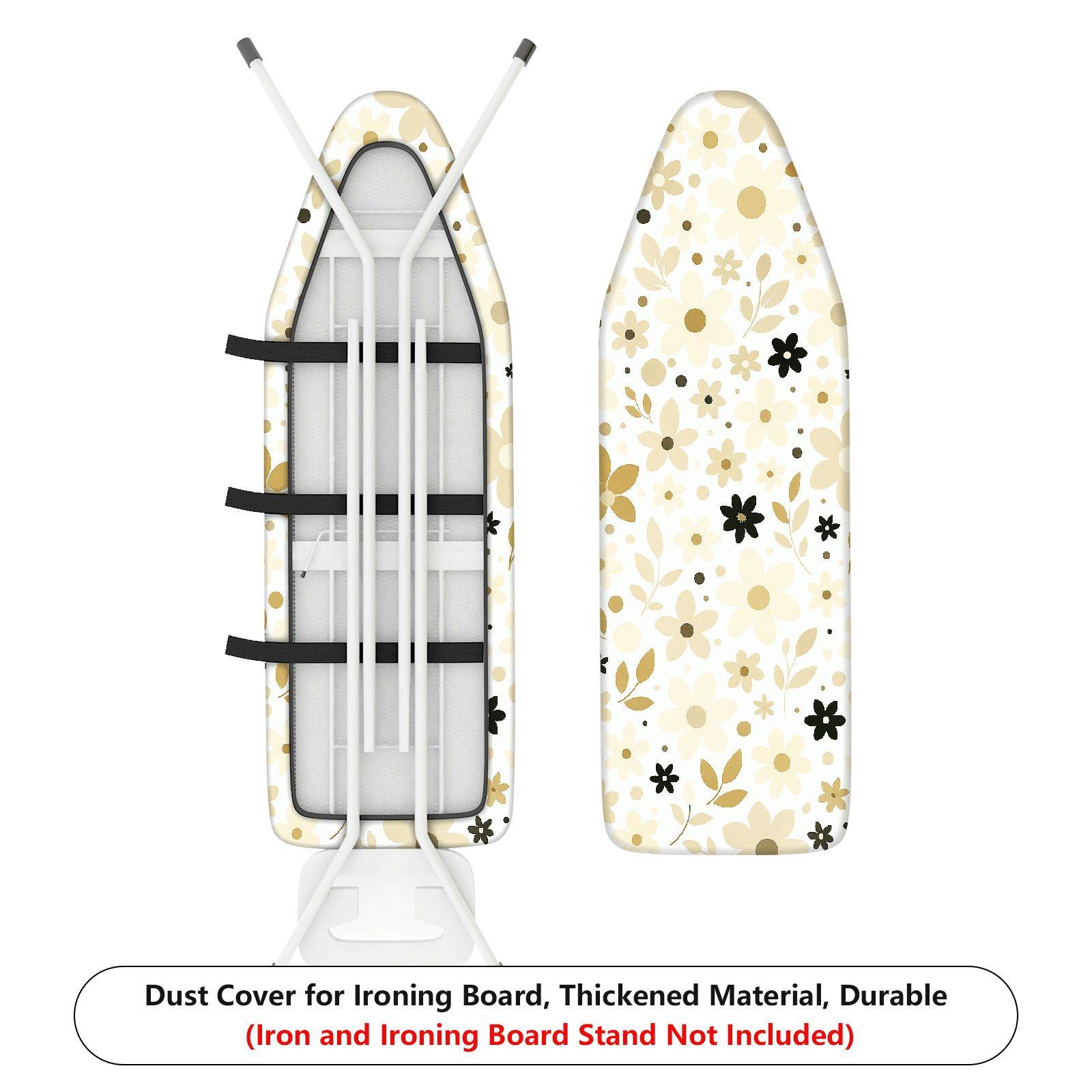 1-Piece Floral Leaf Pattern Beige Flowers  Ironing Board Cover, Universal Size, Without Board
