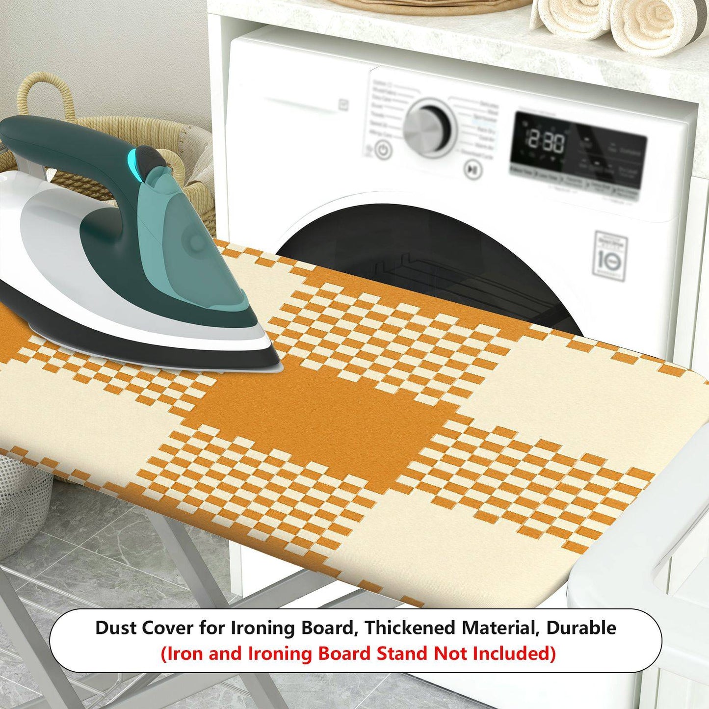 1-Piece Plaid Checkered Pattern Brown  Ironing Board Cover, Universal Size, Without Board