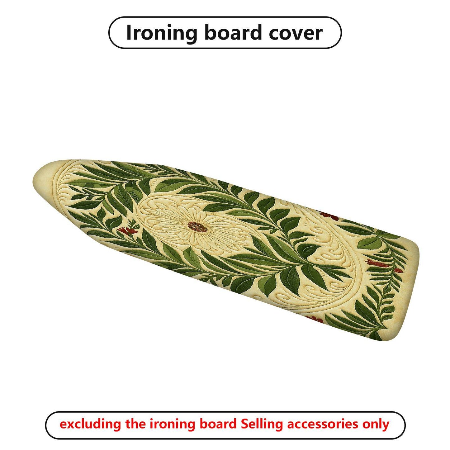 1-Piece Floral Leaf Pattern Beige Green  Ironing Board Cover, Universal Size, Without Board