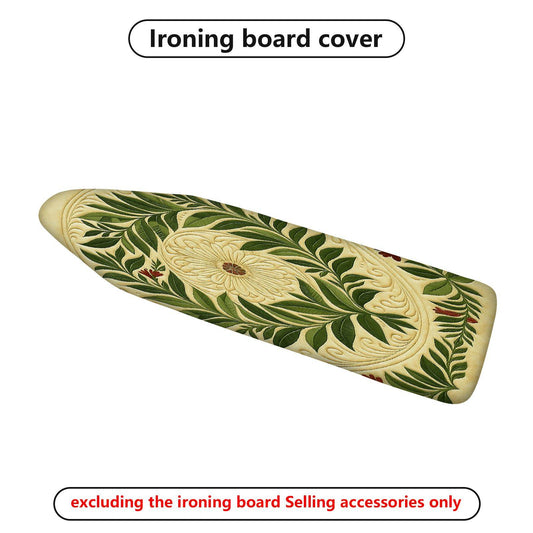 1-Piece Floral Leaf Pattern Beige Green  Ironing Board Cover, Universal Size, Without Board