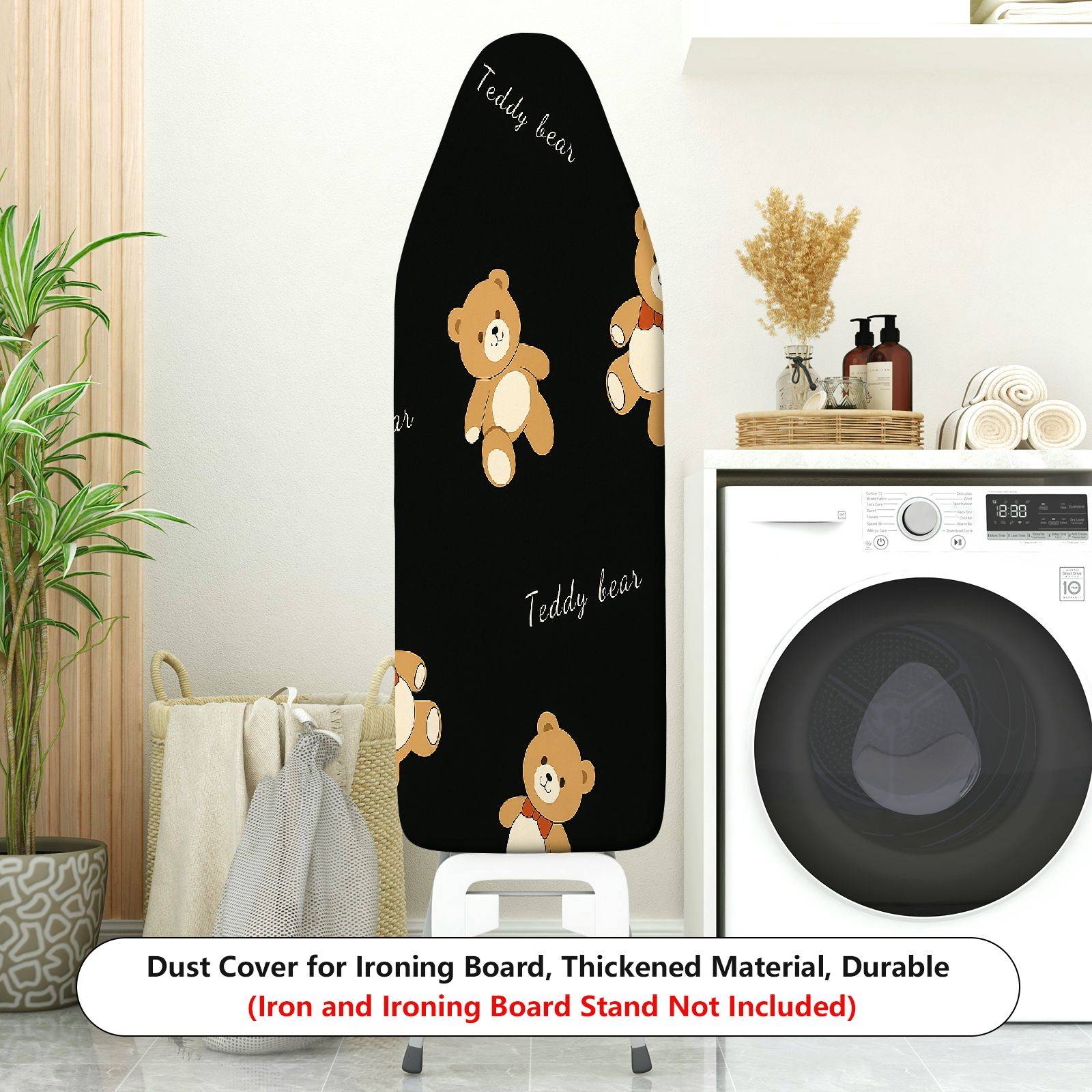 1-Piece Teddy Bear Black Cute  Ironing Board Cover, Universal Size, Without Board