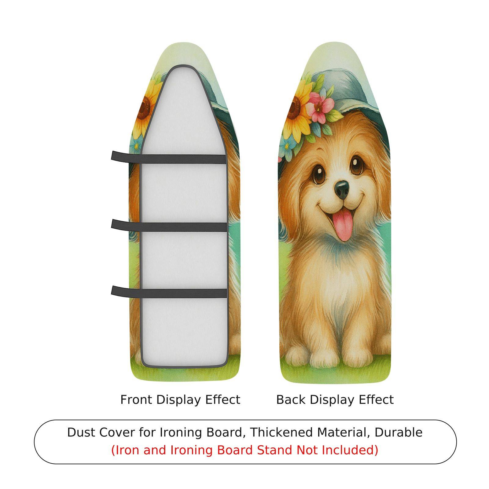 1-Piece Cute Dog Flower  Ironing Board Cover, Universal Size, Without Board