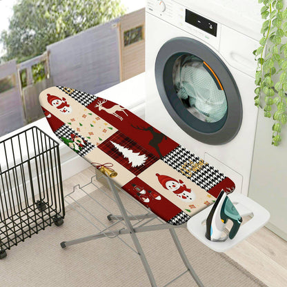 1-Piece Christmas Snowman Reindeer Plaid  Ironing Board Cover, Universal Size, Without Board