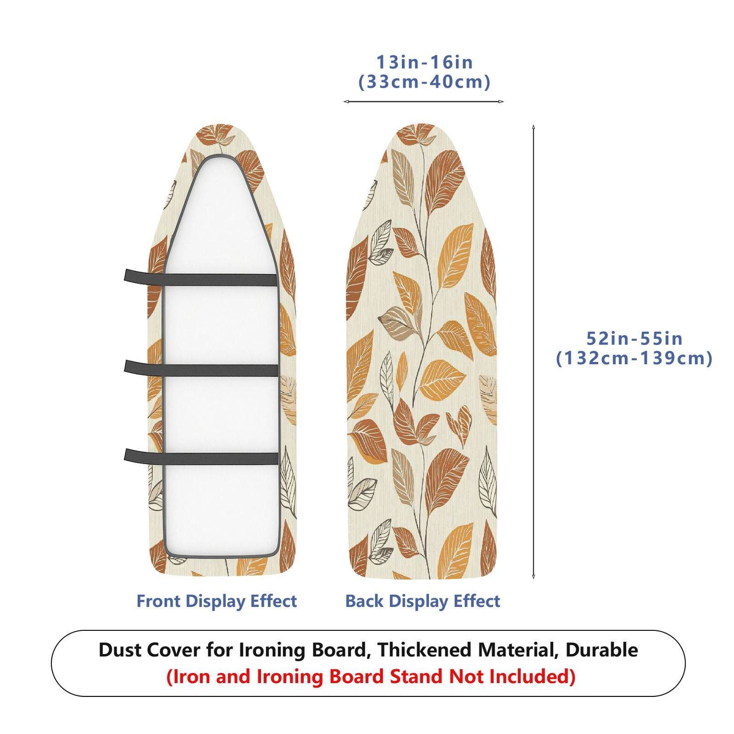 1-Piece Leaf Pattern Autumn Brown Beige  Ironing Board Cover, Universal Size, Without Board