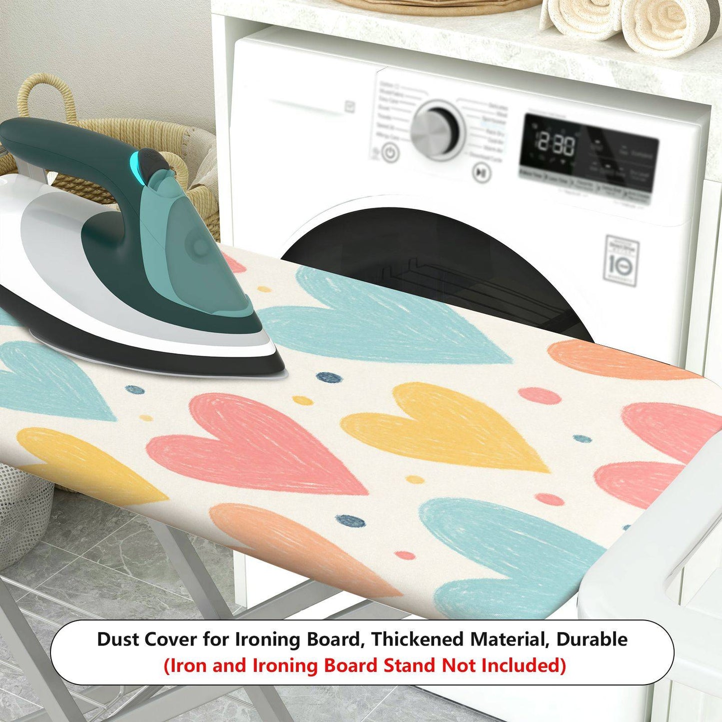 1-Piece Heart Shape Colorful Pattern Cute  Ironing Board Cover, Universal Size, Without Board
