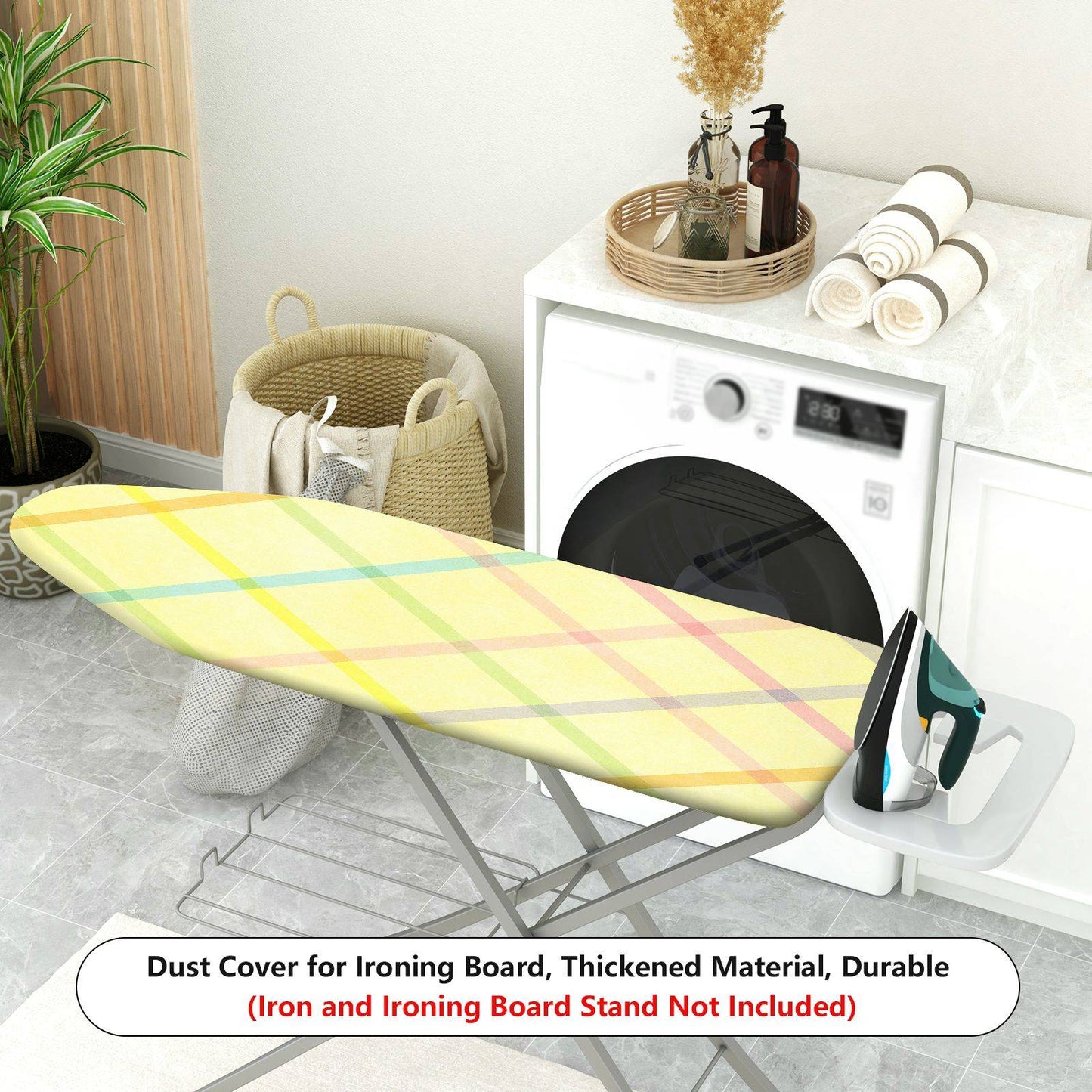 1-Piece Plaid Yellow Pastel  Ironing Board Cover, Universal Size, Without Board