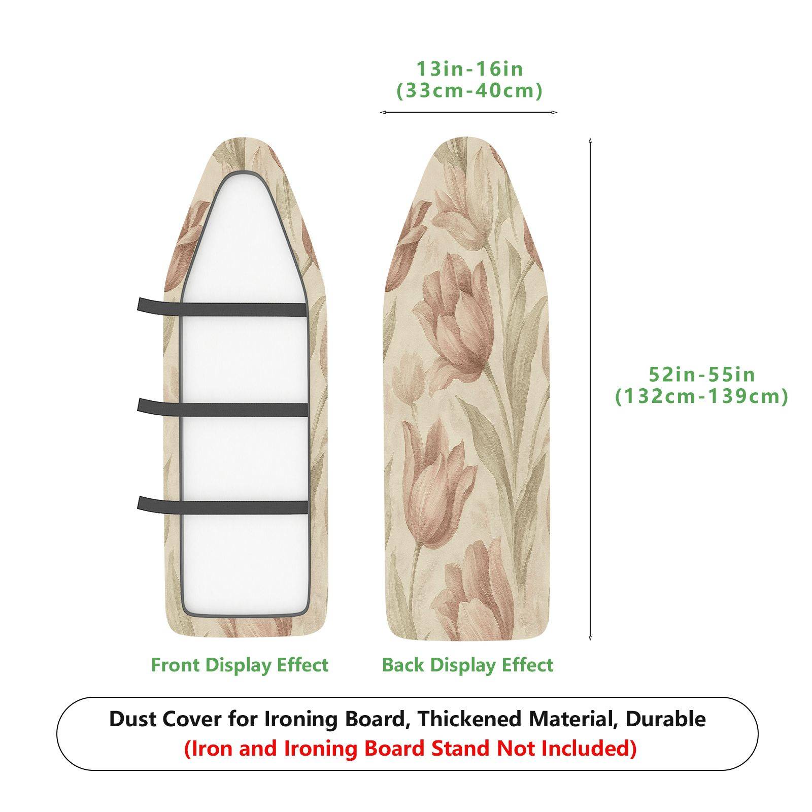 1-Piece Floral Pattern Beige Tulip  Ironing Board Cover, Universal Size, Without Board