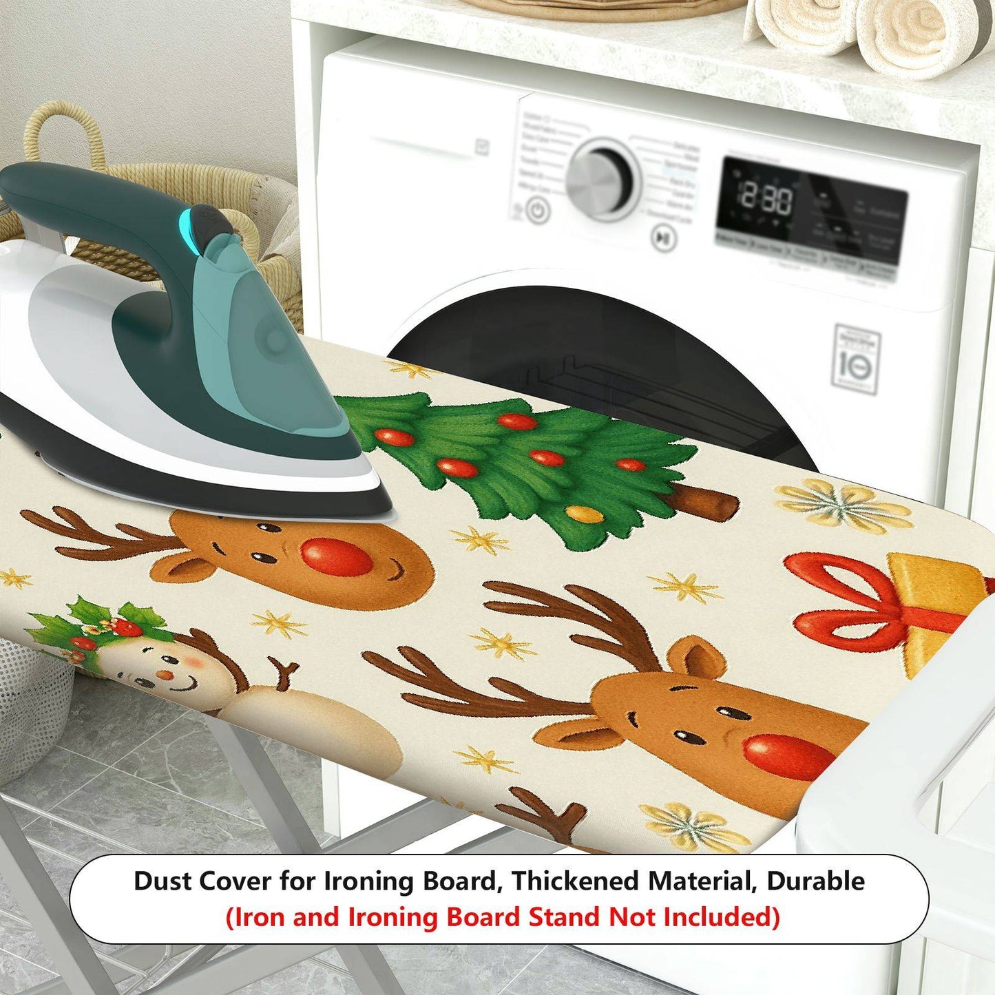 1-Piece Christmas Snowman Reindeer  Ironing Board Cover, Universal Size, Without Board
