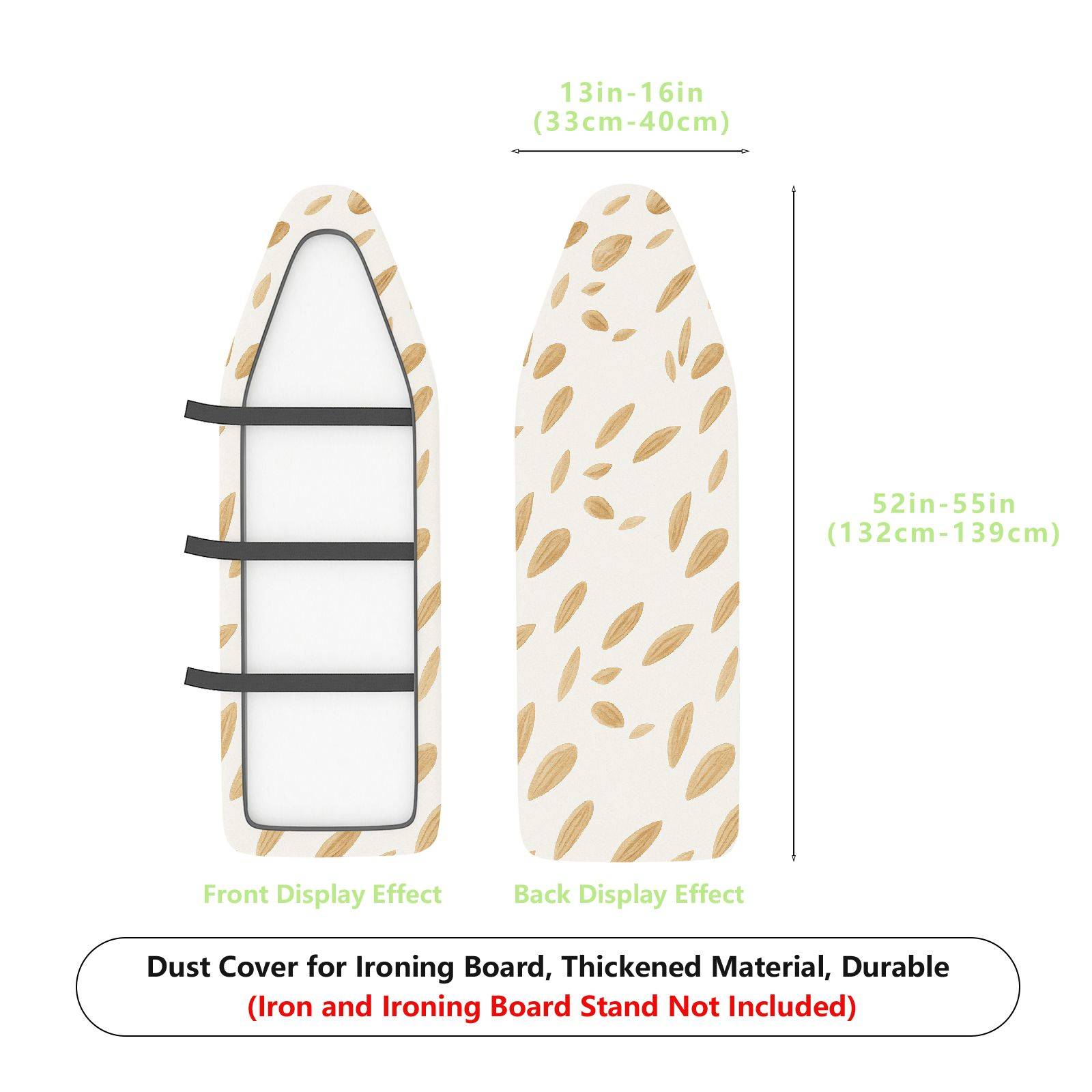 1-Piece Leaf Pattern Beige Decorative  Ironing Board Cover, Universal Size, Without Board