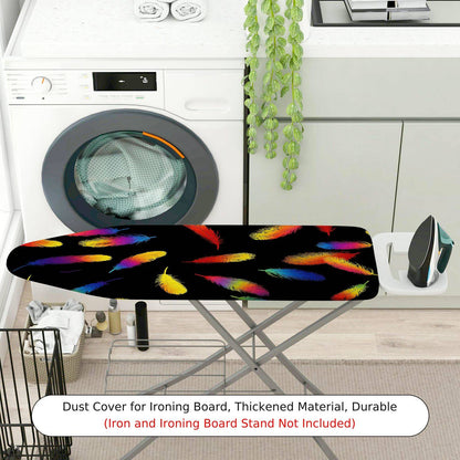1-Piece Feather Pattern Colorful Design Black Background  Ironing Board Cover, Universal Size, Without Board