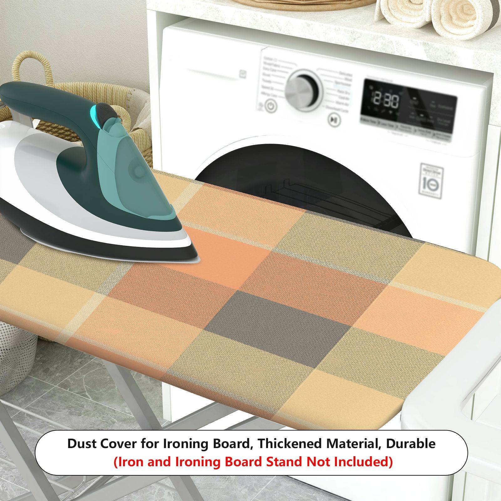 1-Piece Plaid Geometric Neutral  Ironing Board Cover, Universal Size, Without Board