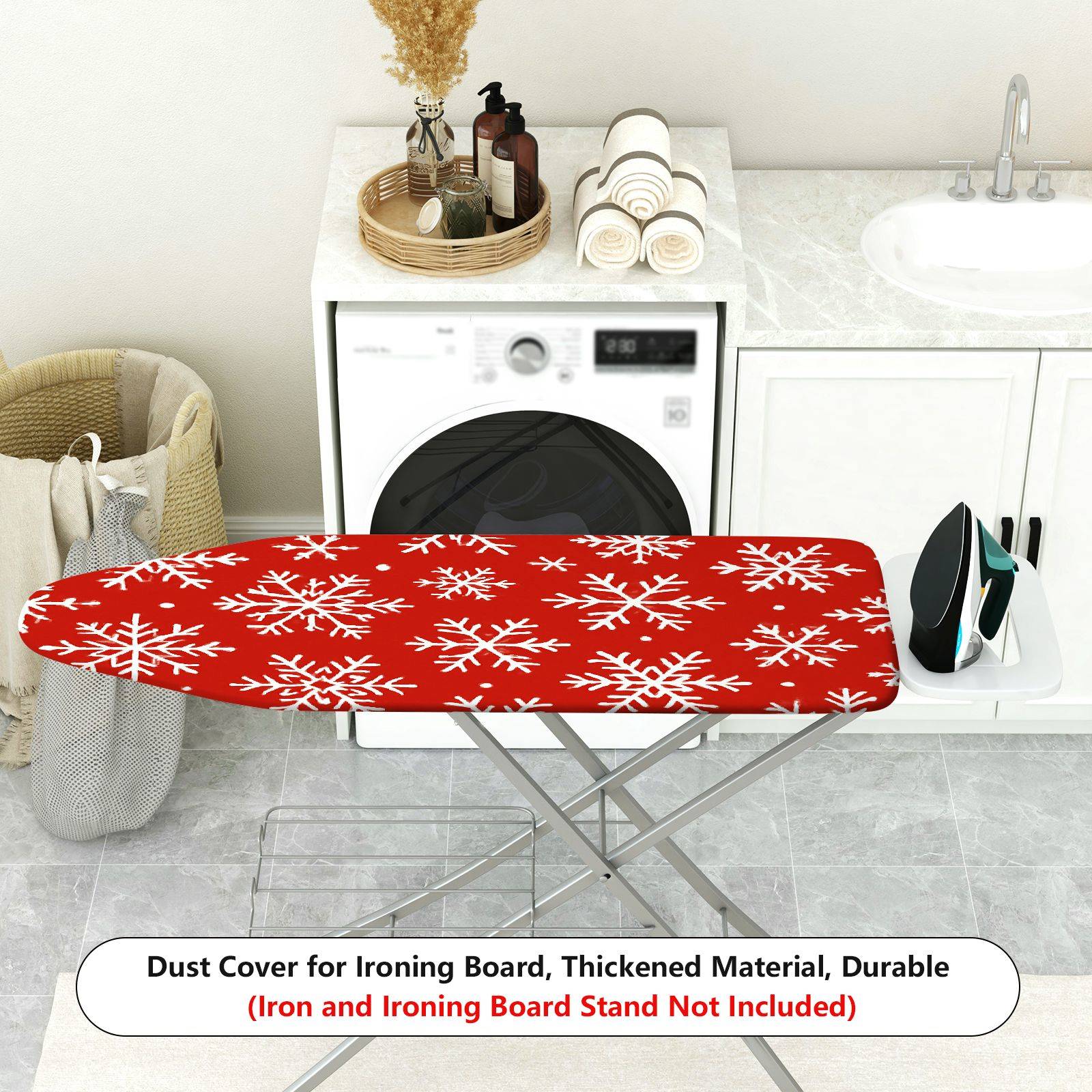 1-Piece Snowflake Christmas Red  Ironing Board Cover, Universal Size, Without Board