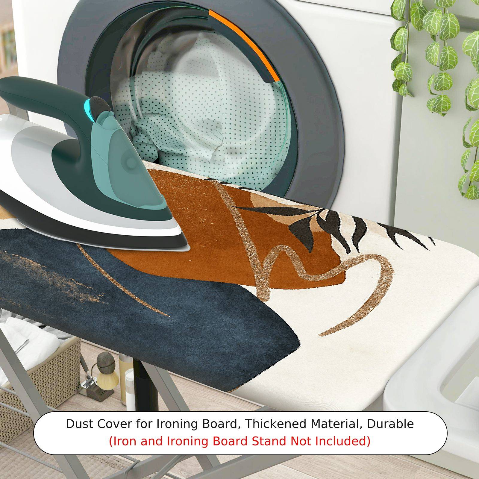 1-Piece Abstract Art Leaf Pattern Geometric  Ironing Board Cover, Universal Size, Without Board