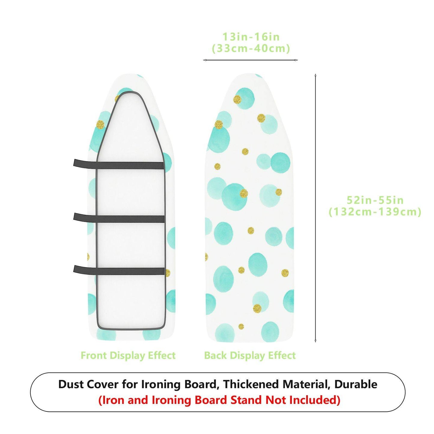 1-Piece Polka Dot Green Gold Pattern Cute  Ironing Board Cover, Universal Size, Without Board