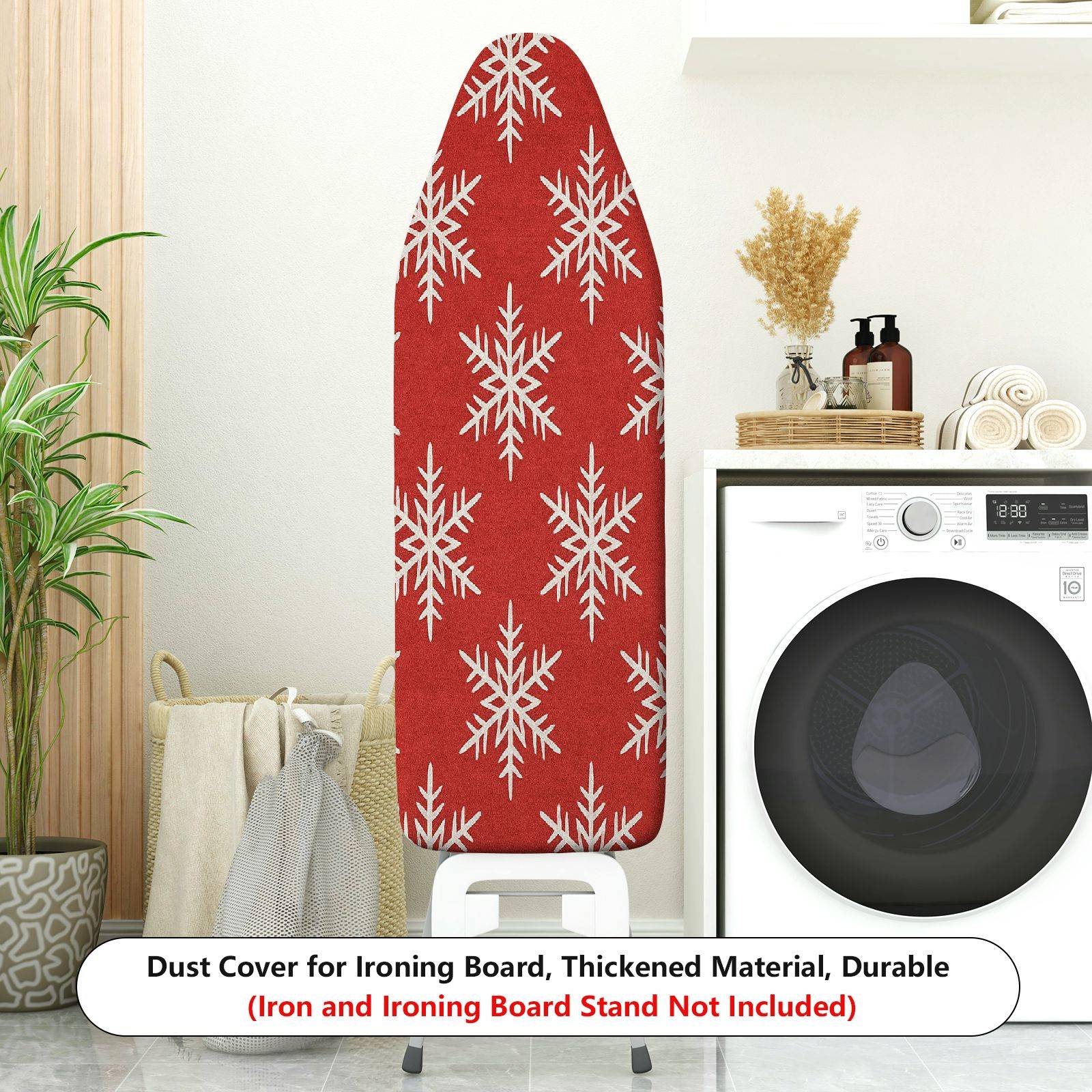1-Piece Snowflake Red White Christmas  Ironing Board Cover, Universal Size, Without Board