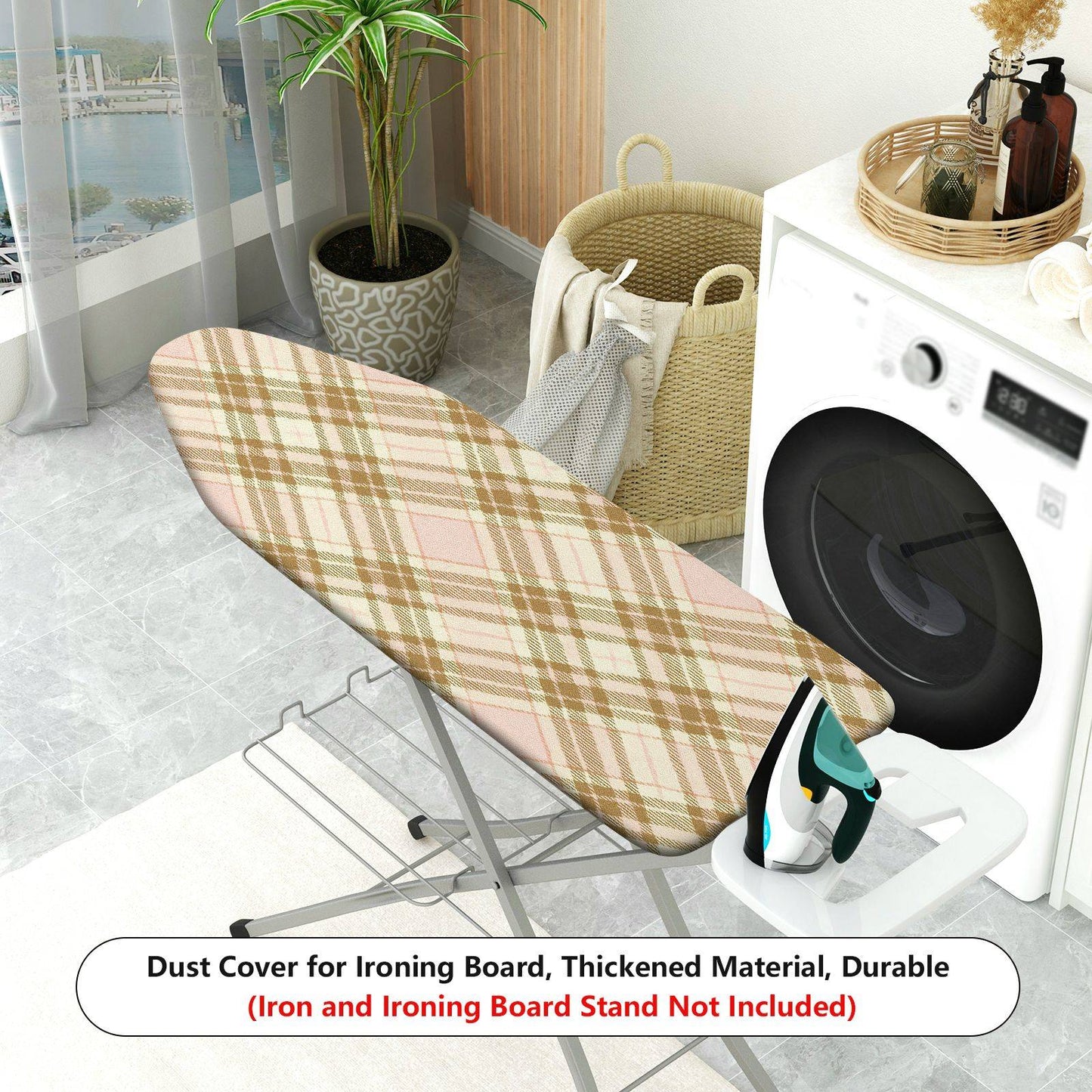 1-Piece Plaid Checkered Vintage  Ironing Board Cover, Universal Size, Without Board