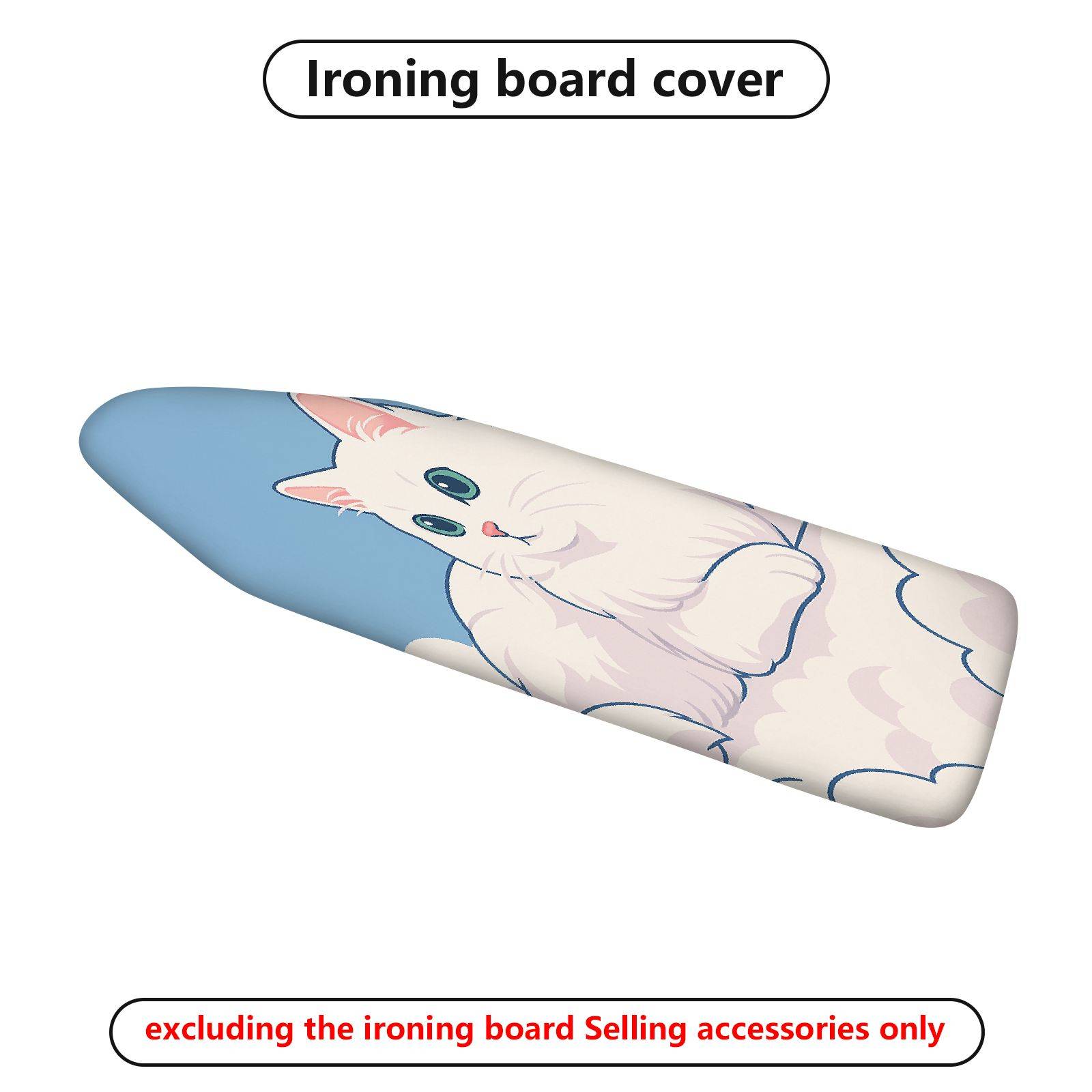 1-Piece Cute Cat Blue Animal  Ironing Board Cover, Universal Size, Without Board