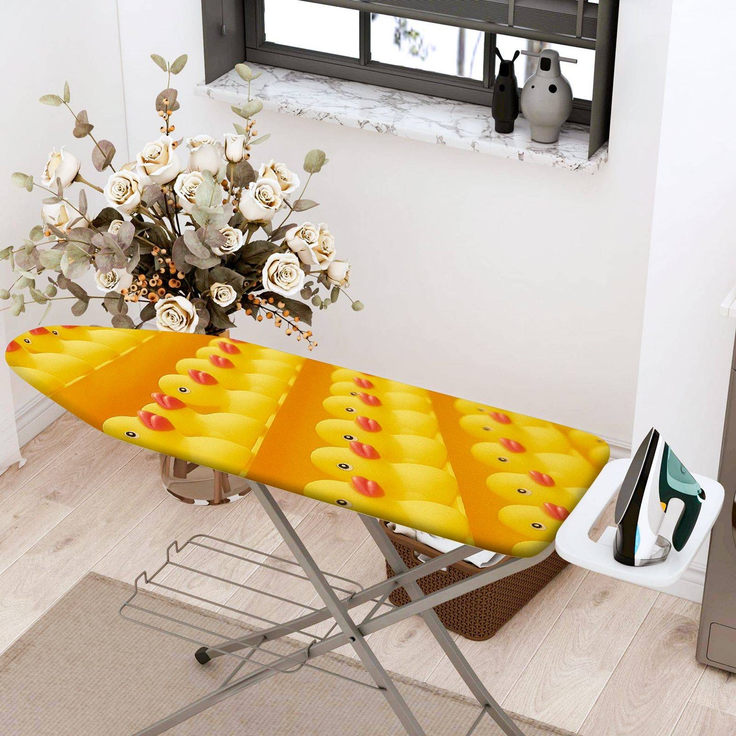 1-Piece Yellow Duck Fun Vibrant  Ironing Board Cover, Universal Size, Without Board