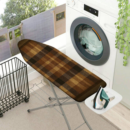 1-Piece Plaid Checkered Brown  Ironing Board Cover, Universal Size, Without Board