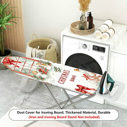 1-Piece Christmas Window Red Ribbon  Ironing Board Cover, Universal Size, Without Board