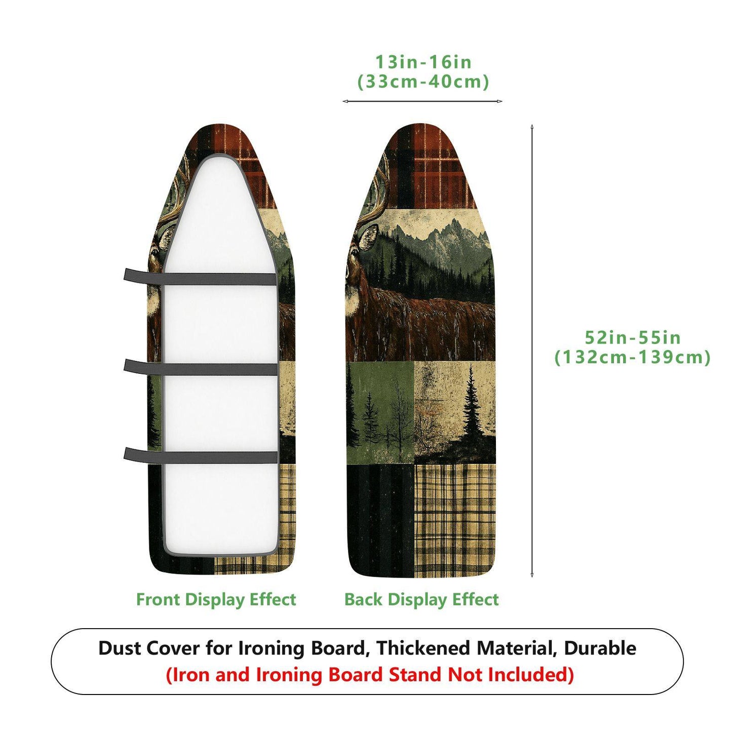 1-Piece Forest Deer Plaid  Ironing Board Cover, Universal Size, Without Board