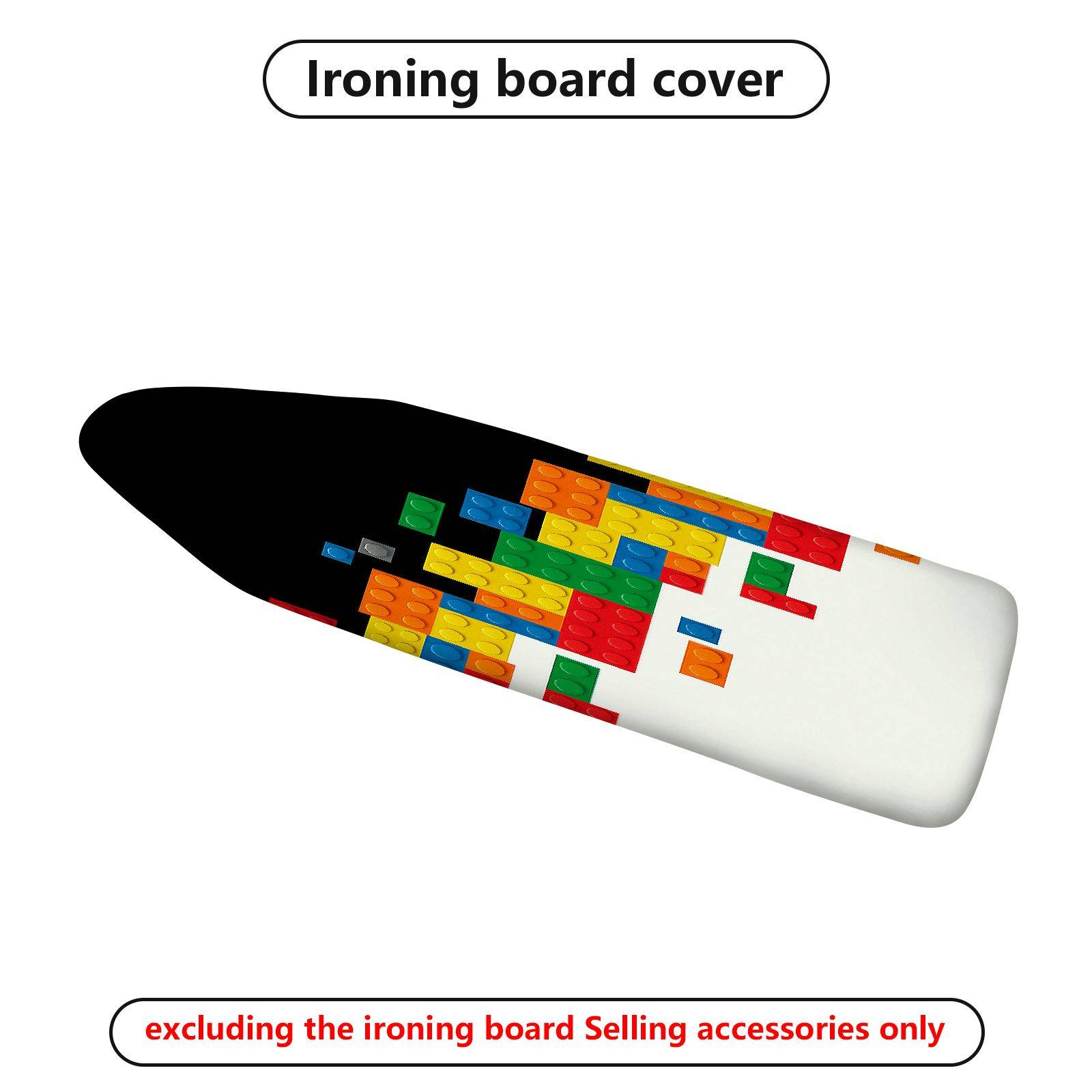 1-Piece Colorful Blocks Pattern Fun Vibrant  Ironing Board Cover, Universal Size, Without Board