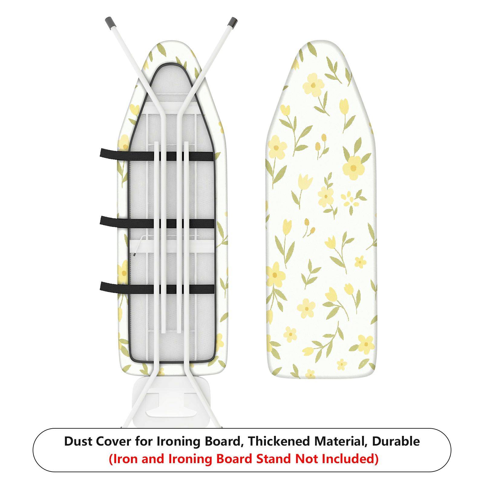 1-Piece Yellow Floral Pattern Decorative Printed  Ironing Board Cover, Universal Size, Without Board