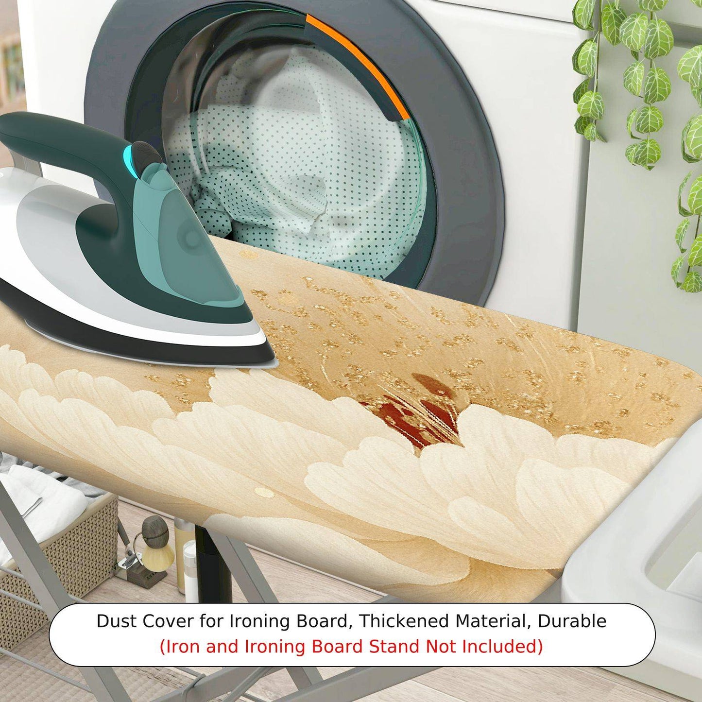 1-Piece Floral Beige Gold  Ironing Board Cover, Universal Size, Without Board