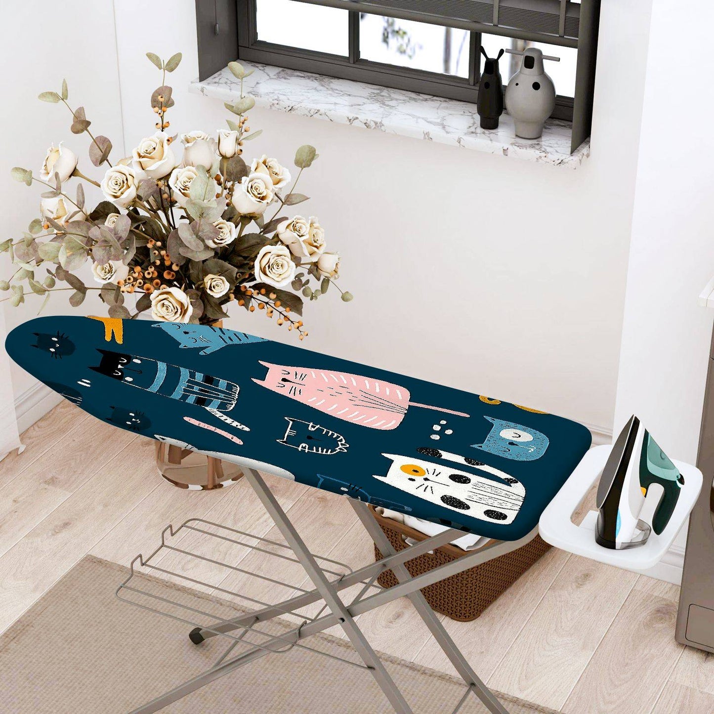 1-Piece Cat Design Fun  Animal  Ironing Board Cover, Universal Size, Without Board