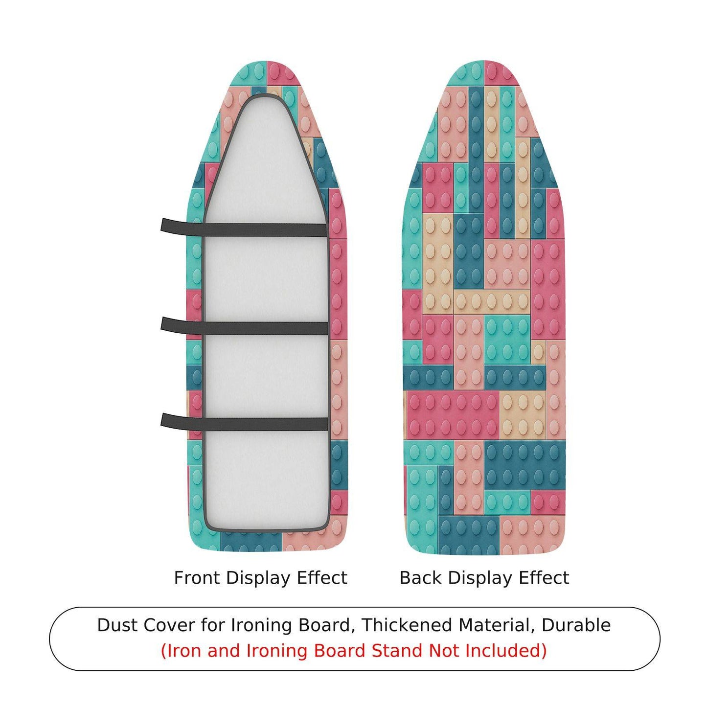 1-Piece Colorful Block Pattern Fun Puzzle  Ironing Board Cover, Universal Size, Without Board