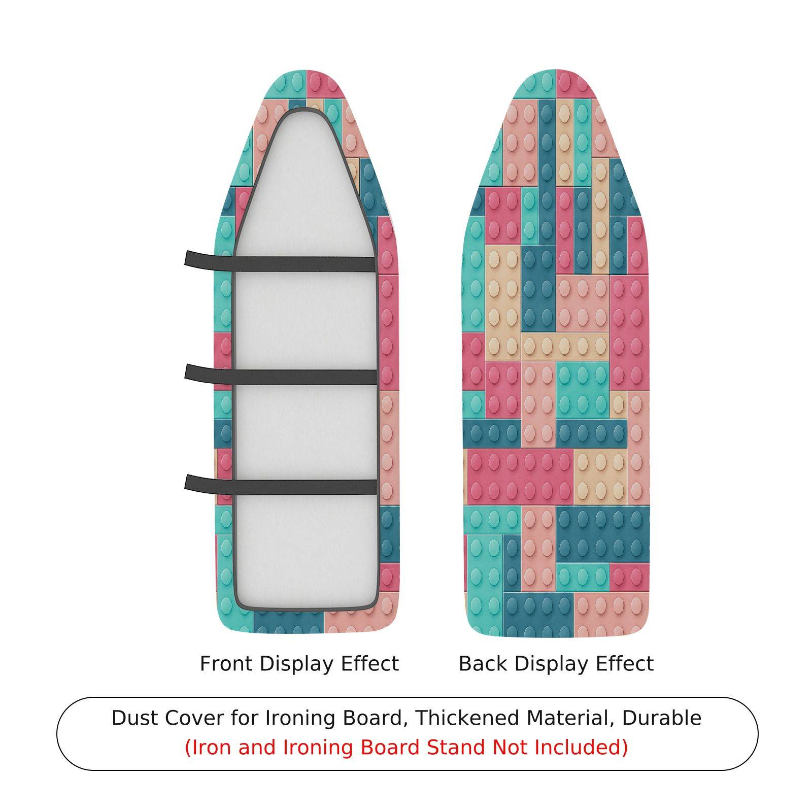 1-Piece Colorful Block Pattern Fun Puzzle  Ironing Board Cover, Universal Size, Without Board