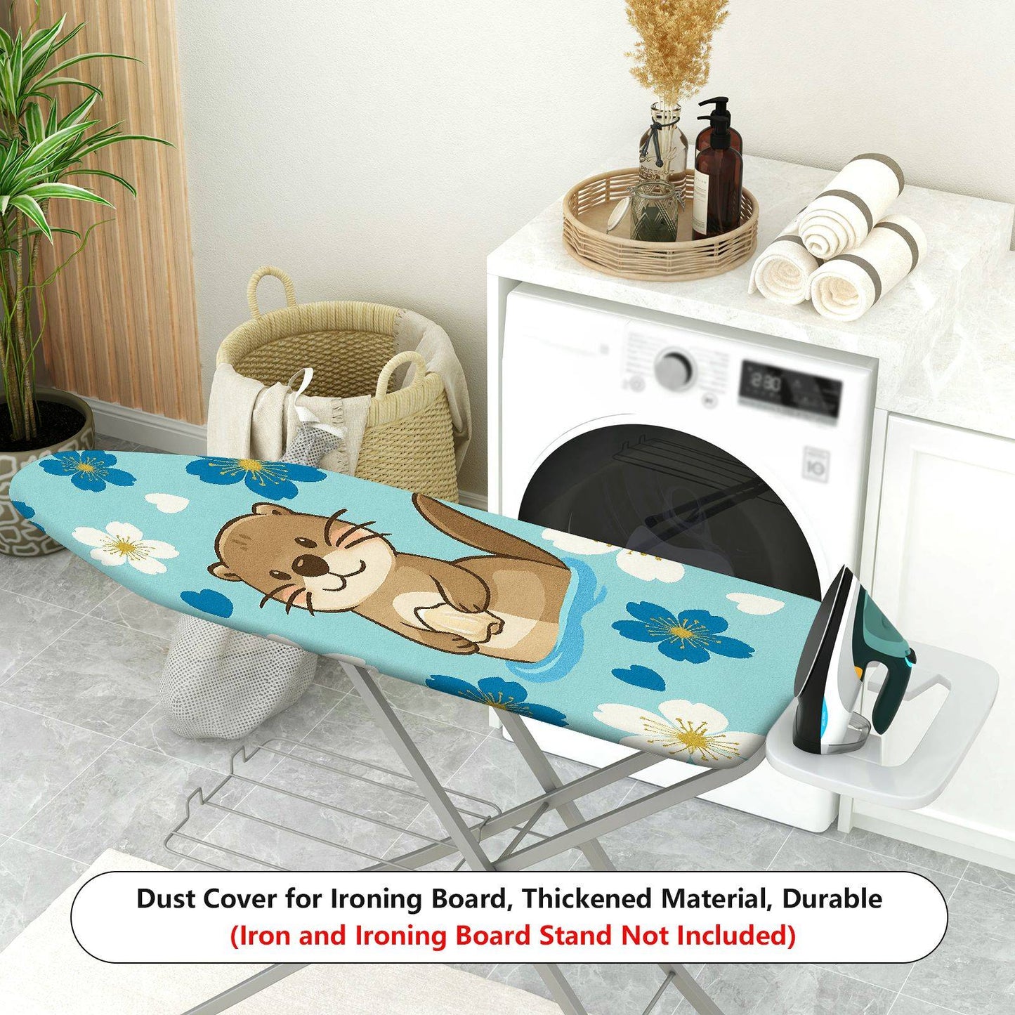 1-Piece Cute Otter Flower Pattern Blue  Ironing Board Cover, Universal Size, Without Board