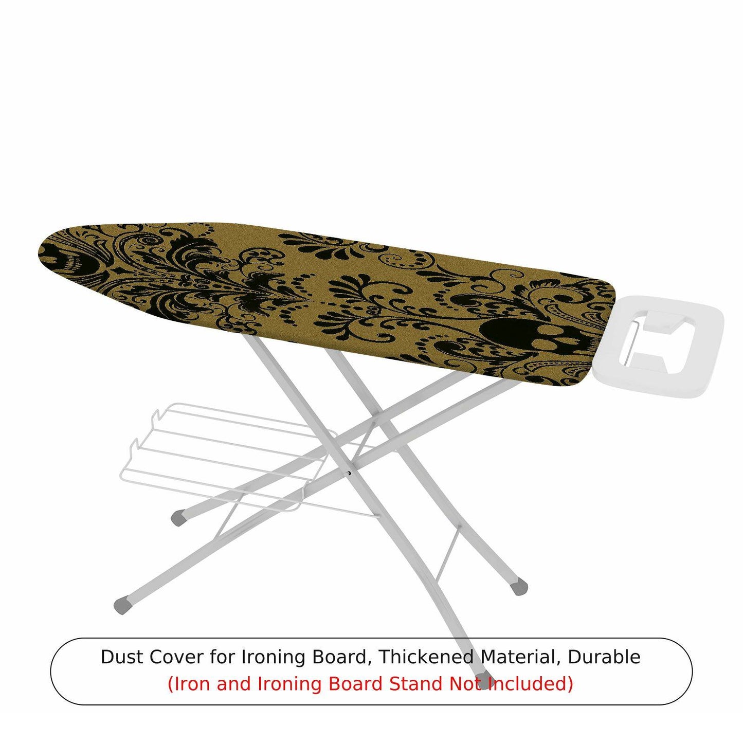 1-Piece Elegant Floral Black Beige  Ironing Board Cover, Universal Size, Without Board