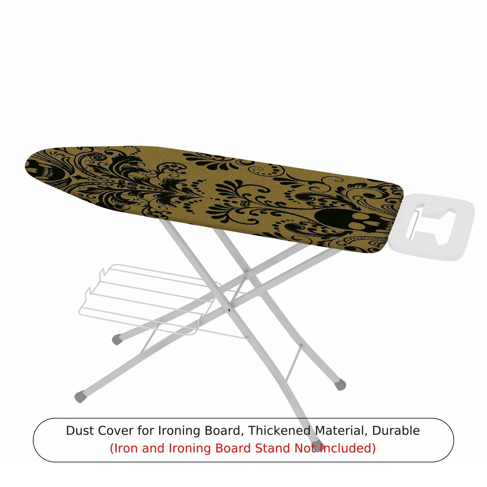 1-Piece Elegant Floral Black Beige  Ironing Board Cover, Universal Size, Without Board
