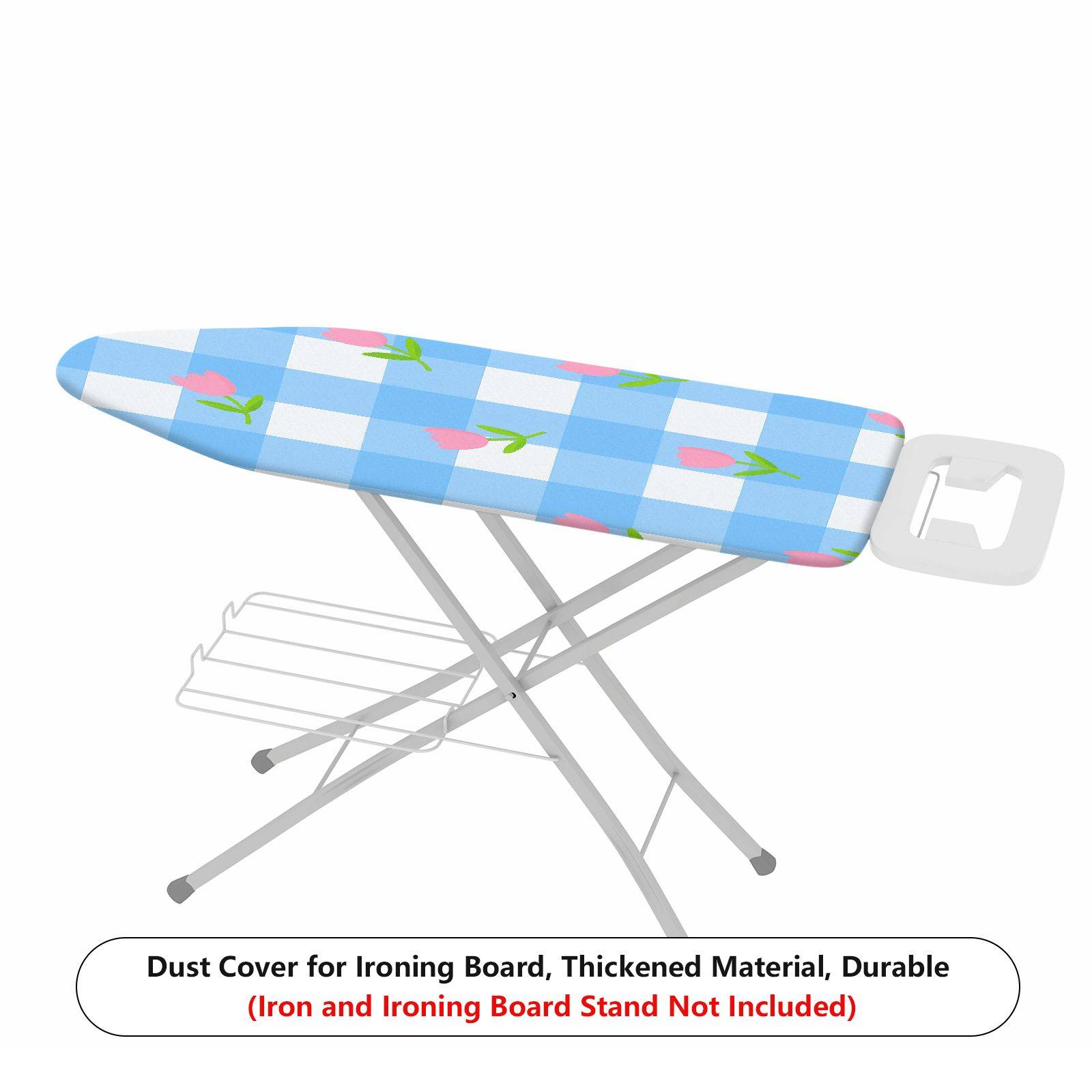 1-Piece Tulip Blue Plaid Floral  Ironing Board Cover, Universal Size, Without Board