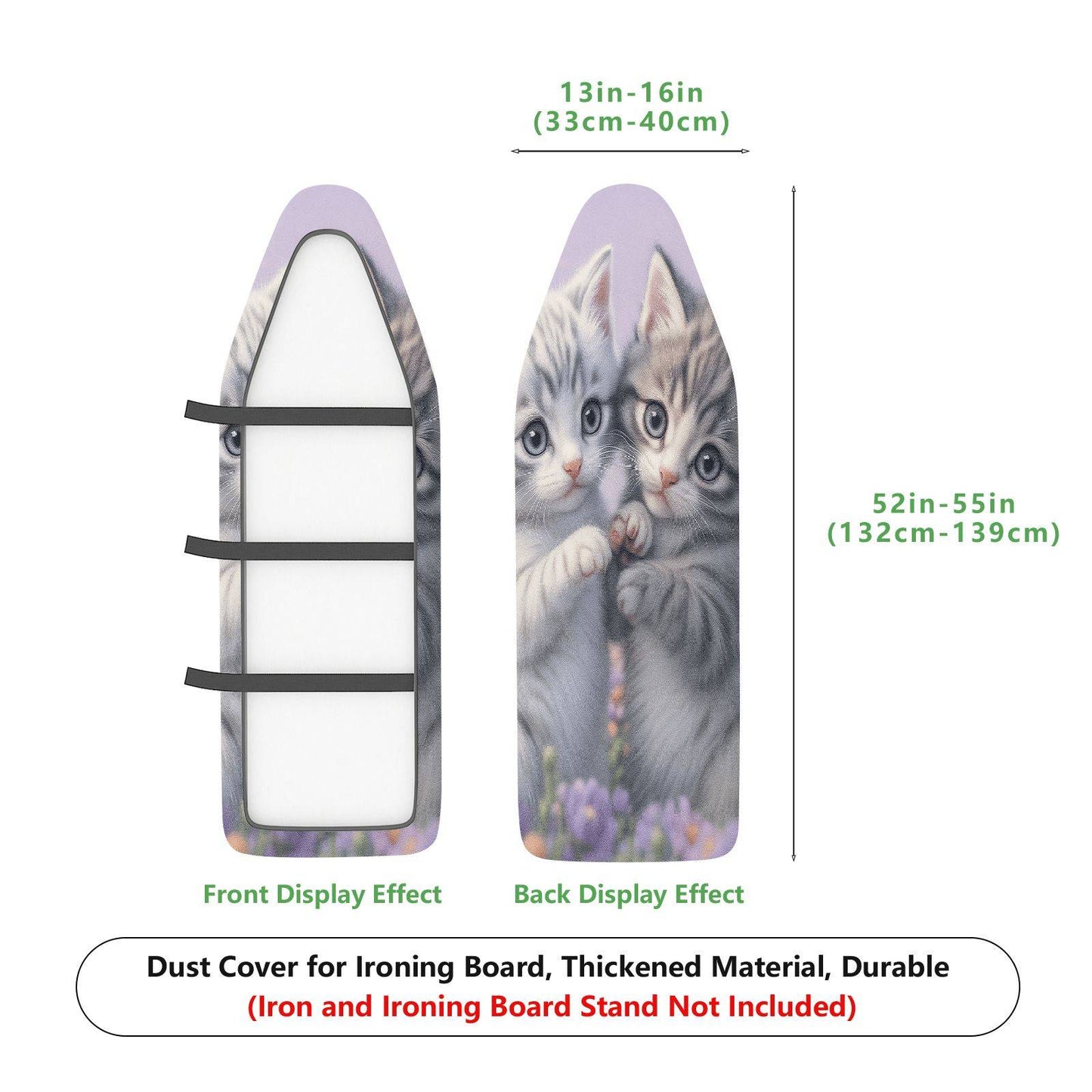 1-Piece Cute Kitten Lavender Floral  Ironing Board Cover, Universal Size, Without Board