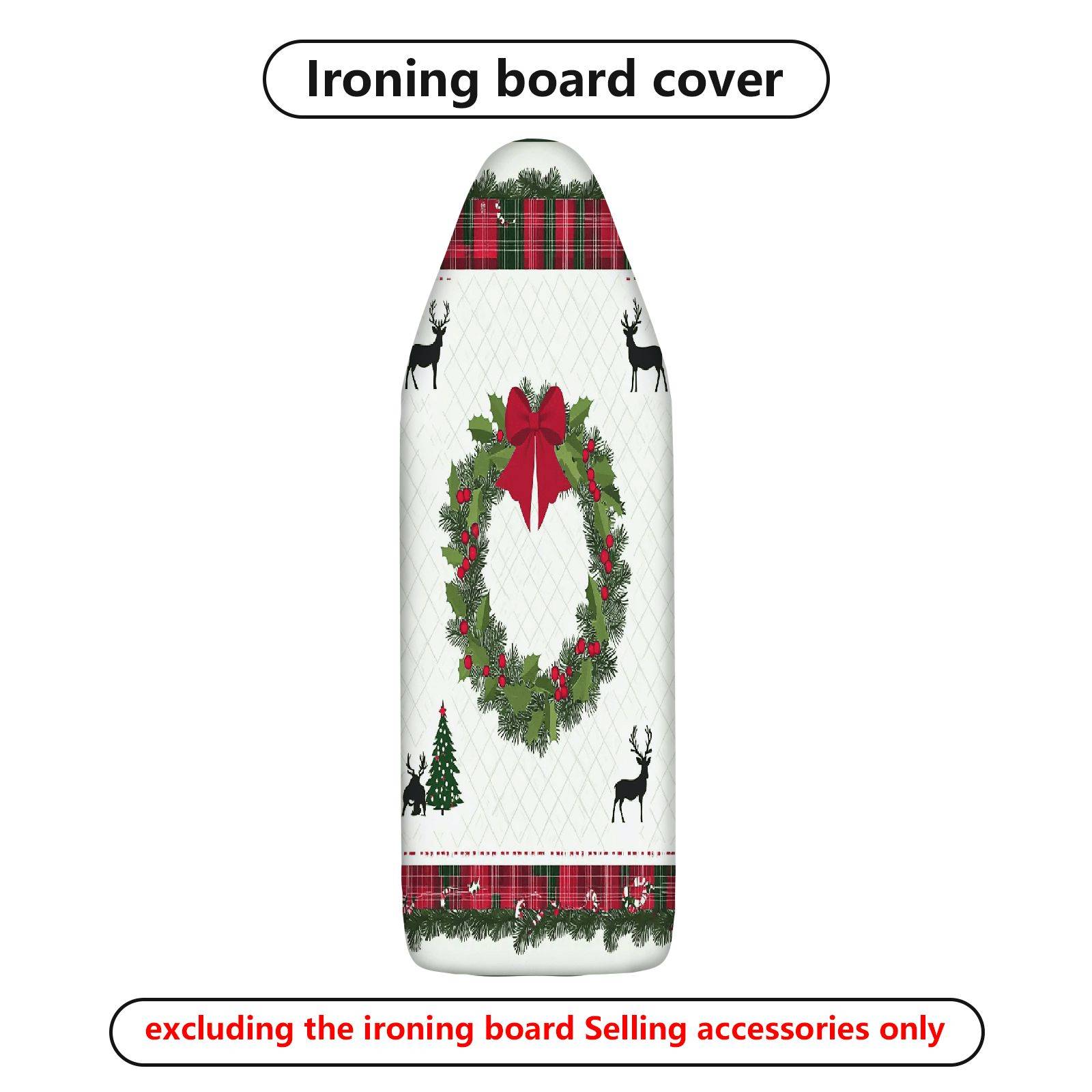 1-Piece Christmas Wreath Plaid Reindeer  Ironing Board Cover, Universal Size, Without Board