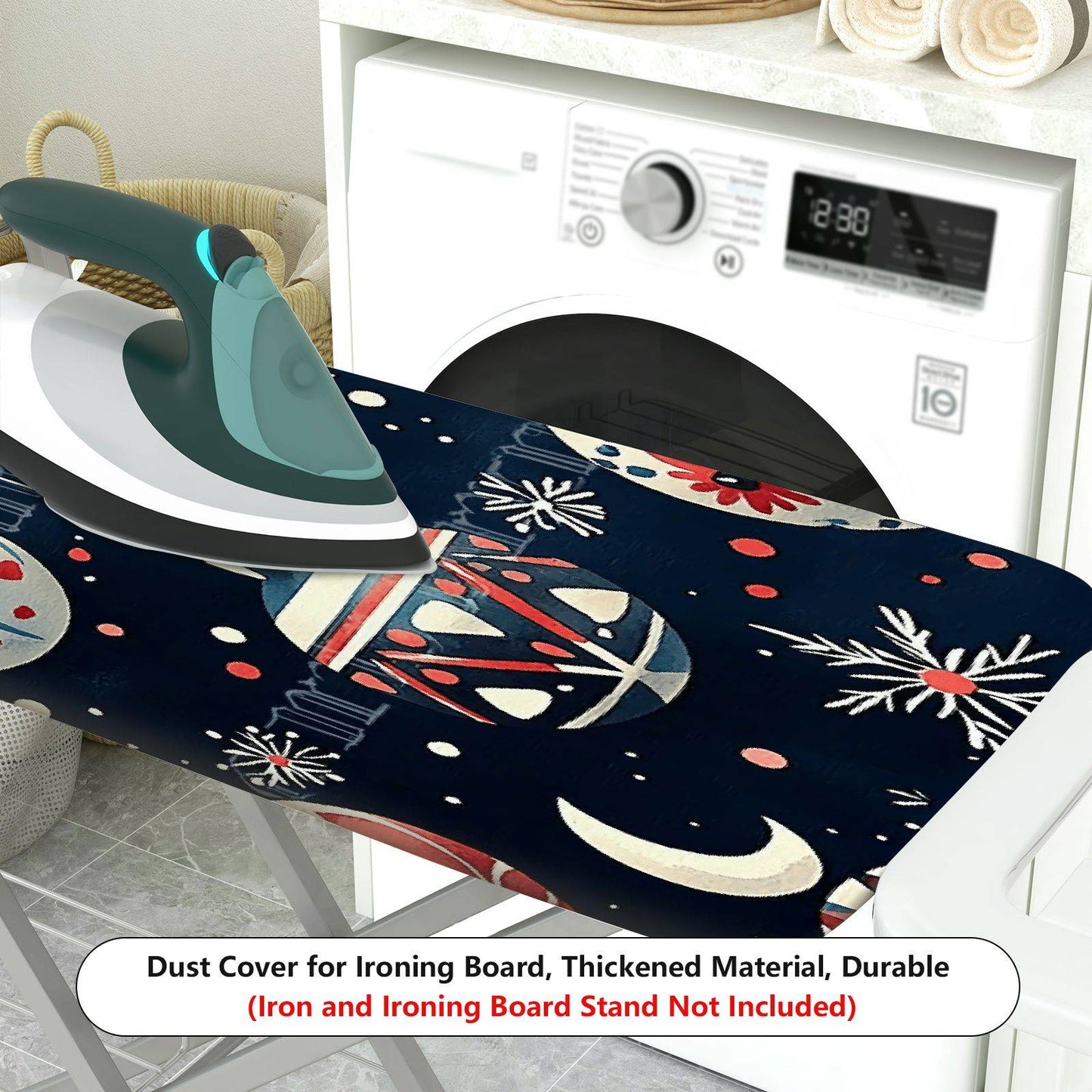 1-Piece Christmas Ornament Ball Snowflake  Ironing Board Cover, Universal Size, Without Board