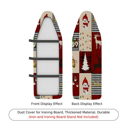1-Piece Christmas Snowman Reindeer Plaid  Ironing Board Cover, Universal Size, Without Board