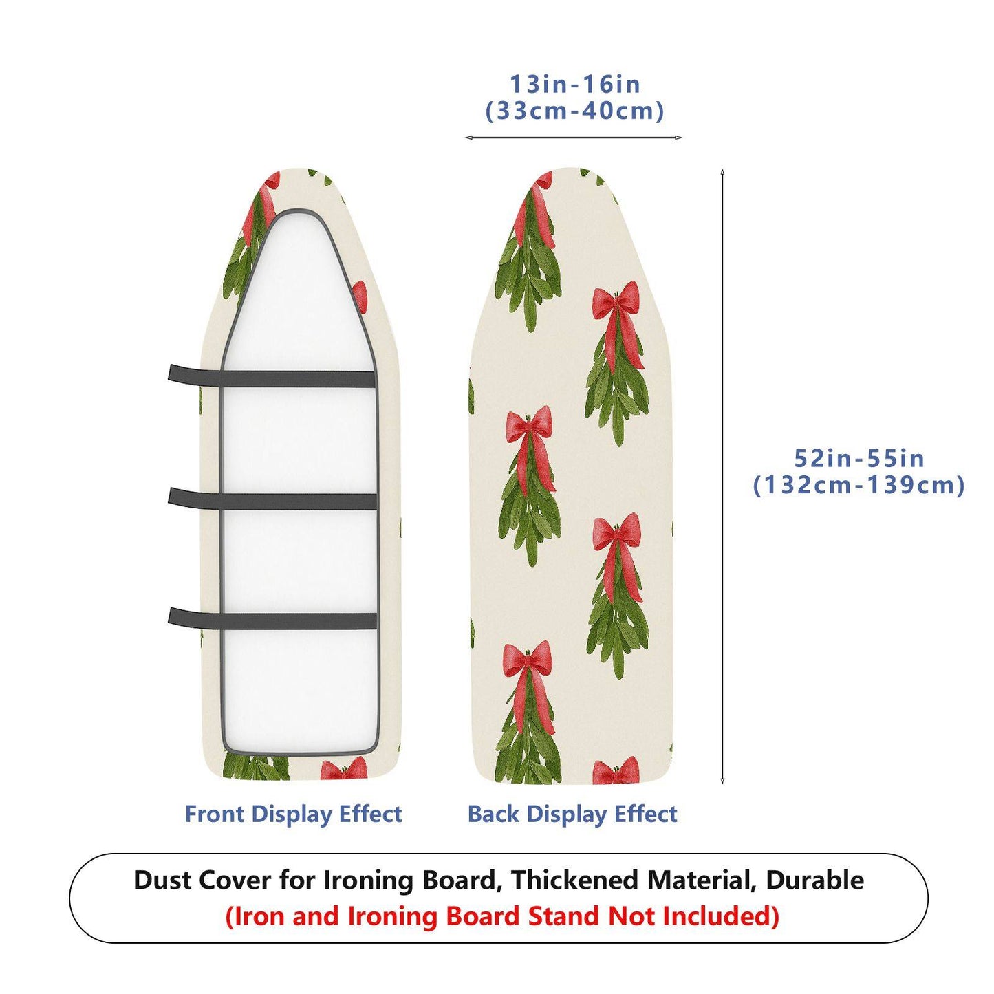 1-Piece Christmas Bow Greenery  Ironing Board Cover, Universal Size, Without Board