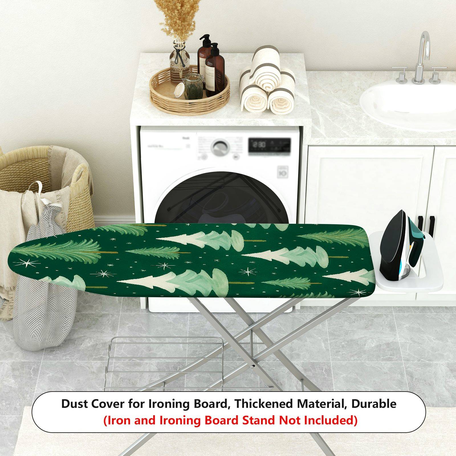 1-Piece Christmas Tree Pattern Forest Green Theme  Ironing Board Cover, Universal Size, Without Board