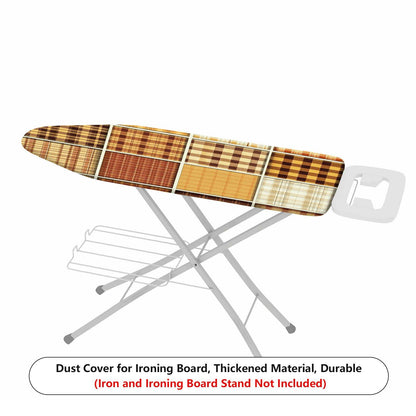 1-Piece Plaid Brown Beige  Ironing Board Cover, Universal Size, Without Board